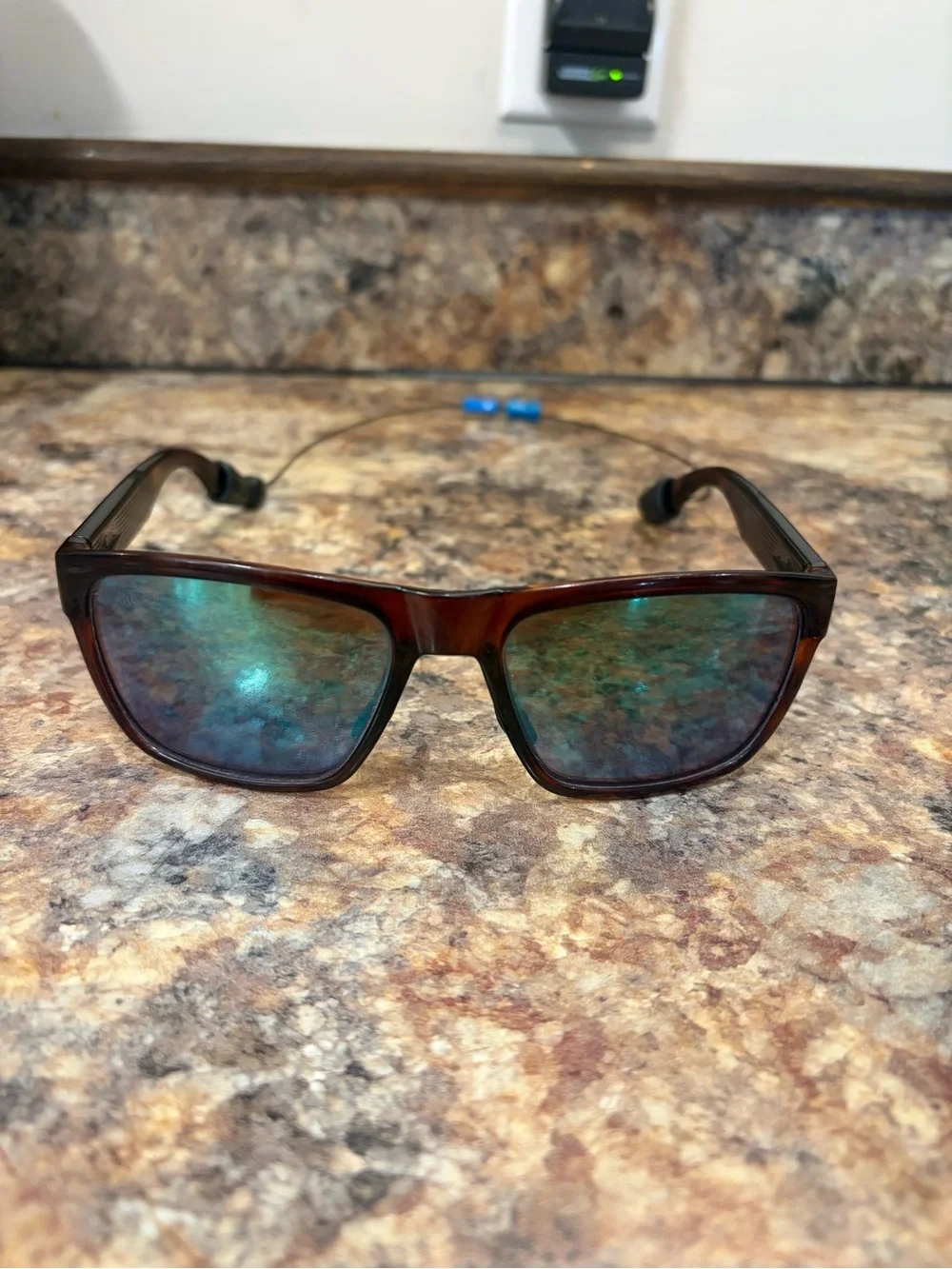 Costa Men's Tortoise Frame Sunglasses with Blue-Green Mirrored Lenses